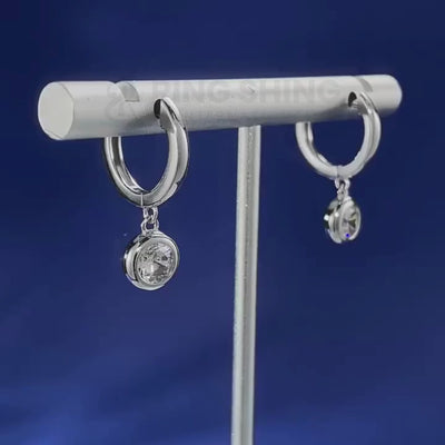 RSR-309 Elegance: Modern Hoop Earrings with 5.0mm Real Moissanite and Sterling Silver 925