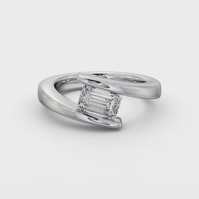 RSR-165 Premium Emerald Cut Moissanite Diamond Ring