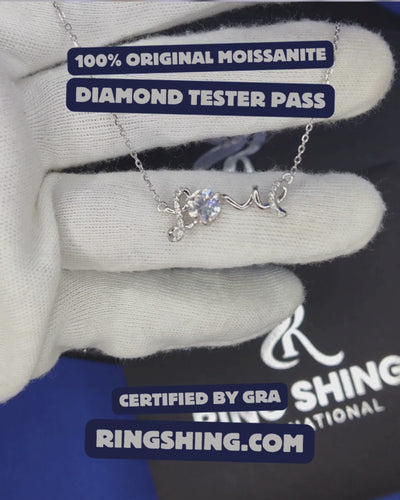 RSP-143 Sterling Silver Moissanite Letter Love Dainty Necklace
