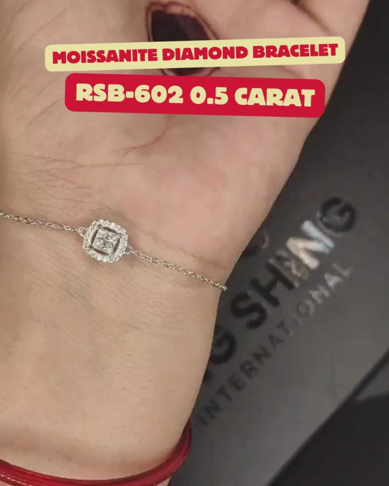 RSB-602 0.5 Carat Princes Cut Original Moissanite Diamond Bracelet