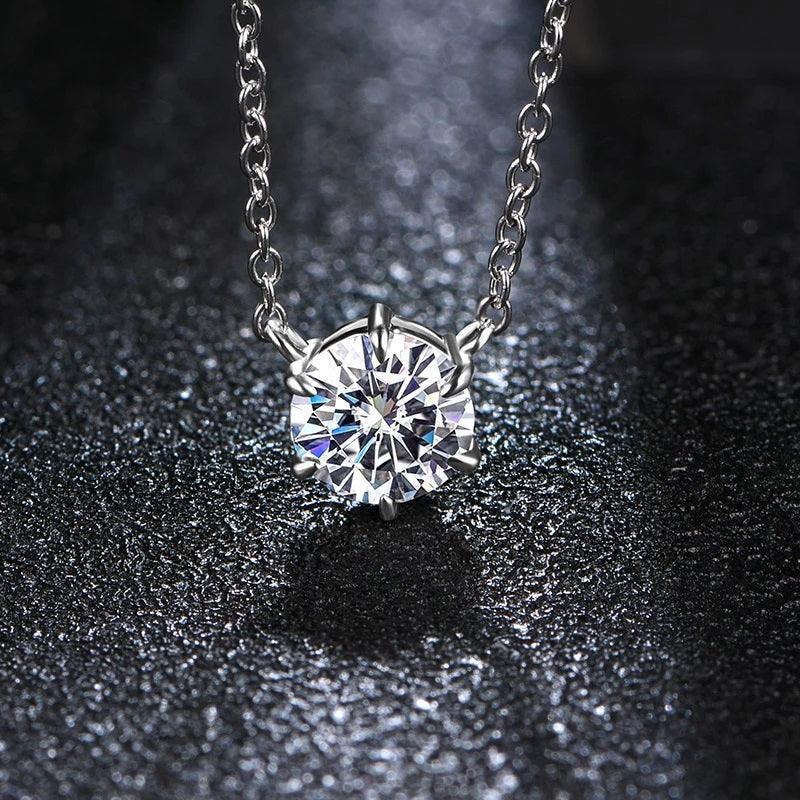 RSP-102 O-chain Original Moissanite Solitaire Pendant Necklace in Pure Silver - Ringshing.com