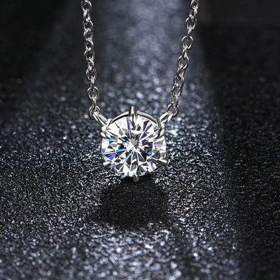 RSP-102 O-chain Original Moissanite Solitaire Pendant Necklace in Pure Silver - Ringshing.com