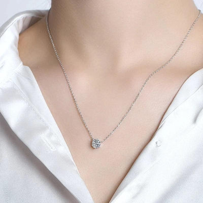 RSP-102 O-chain Original Moissanite Solitaire Pendant Necklace in Pure Silver - Ringshing.com