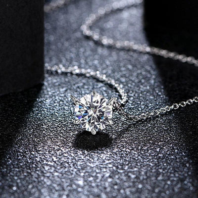 RSP-102 O-chain Original Moissanite Solitaire Pendant Necklace in Pure Silver - Ringshing.com